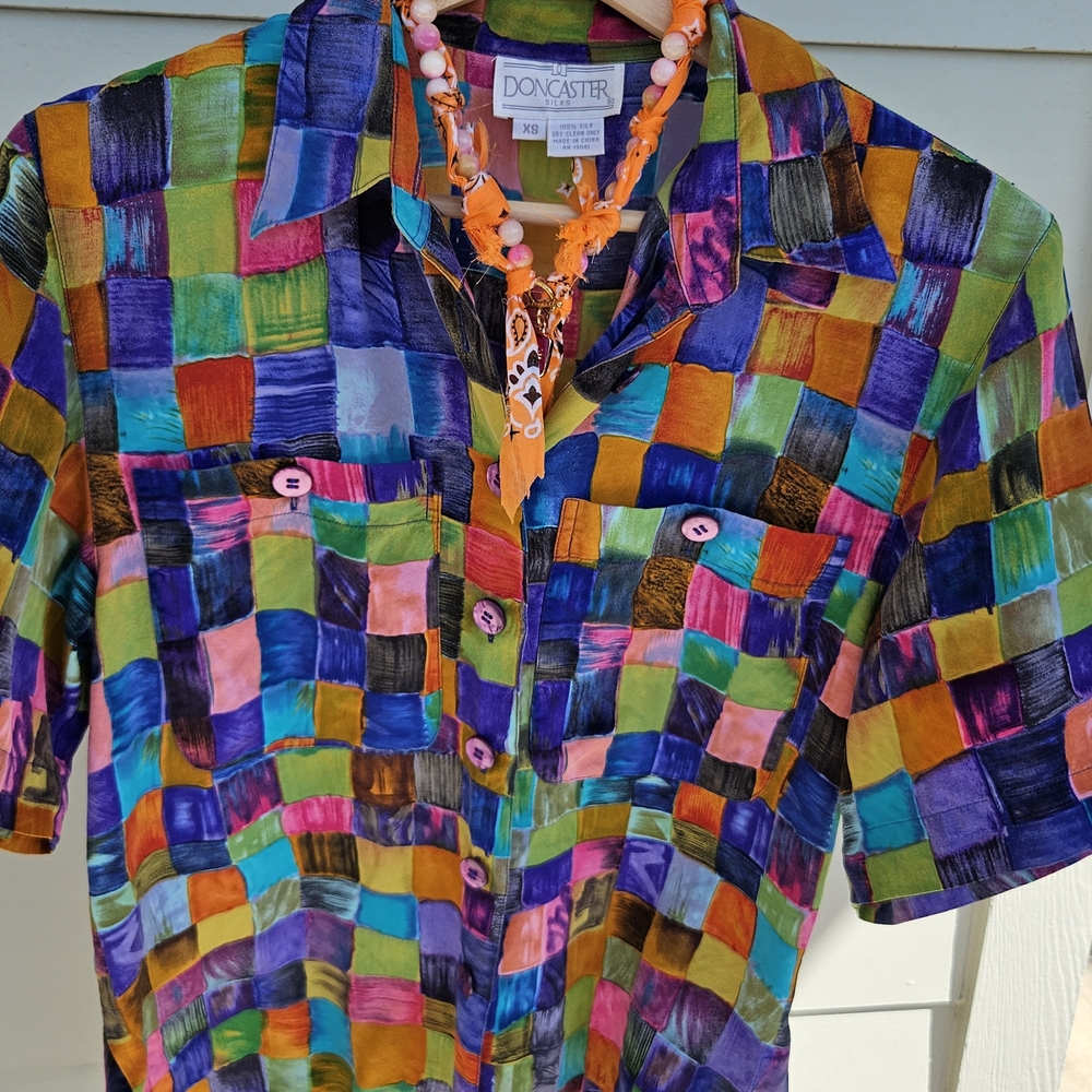 Doncaster Multicolor Patchwork Button Down Shirt - image 3